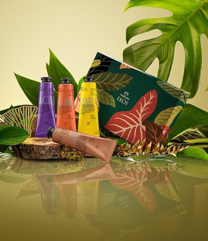 Natura - Deluxe Hand Cream Holiday Set – 4 Vegan Brazilian Hand Cream Gift Collection – Brazil Nut, Passion Fruit, Açaí & Cumaru – Nourishing Moisturizer for Dry Hands – Full Size 2.6 oz