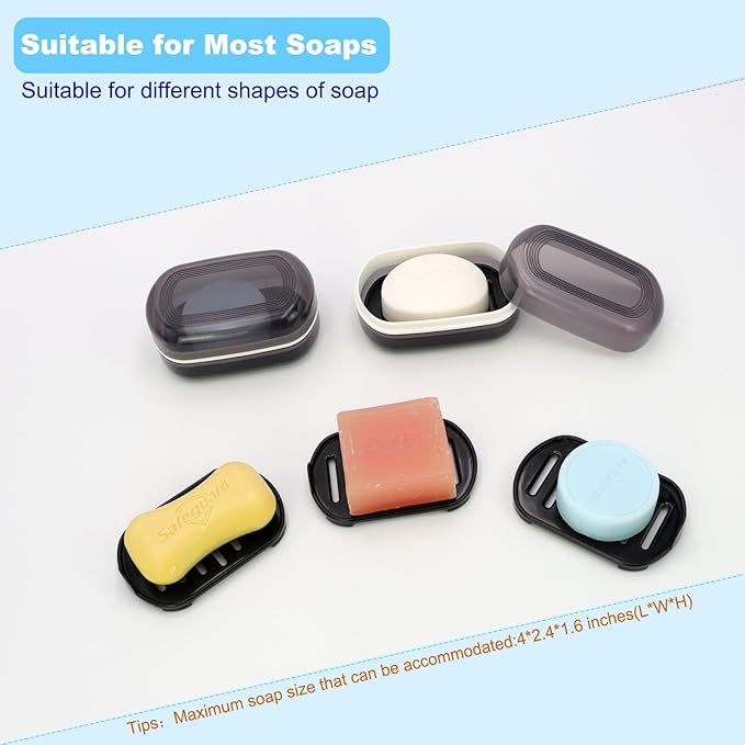 Travel Soap Container, Bar Soap Holder, Portable Soap Case, Soap Dish with Lid for Traveling, Camping, Gym, Bathroom (Black Style-1)