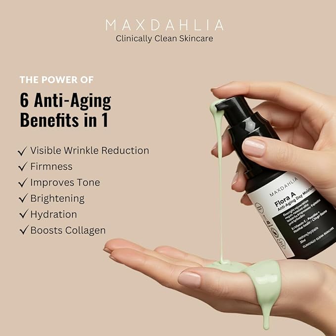 MAXDAHLIA Flora A Anti-Aging Night Moisturizer – Retinol Alternative Bakuchiol & Botanical Night Cream – Hydrating, Firming & Wrinkle-Reducing Moisturizer for Youthful Radiance