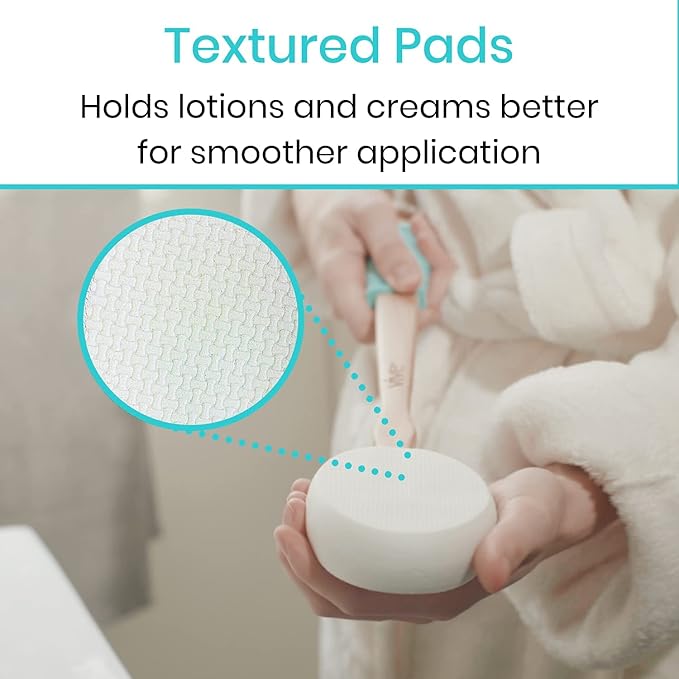 Vive Lotion Applicator for Back, Feet (17.5") - Self Washer Beauty Shower Sponge, Long Handle Cream Wand for Elderly, Women - Apply Medicine, Skin Cream, Body Wash, Sunscreen