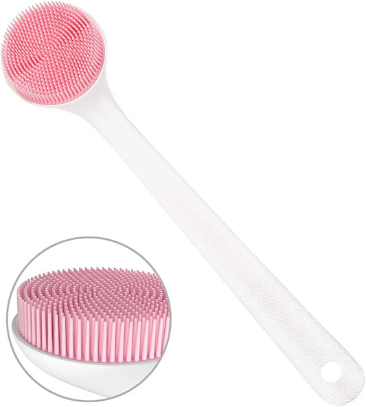 Silicone Back Scrubber for Shower, Back Washer Brush Long Handle with Soft Bristles, Bath Body Shower Exfoliator Brush for Men and Women, BPA Free, Non-Slip