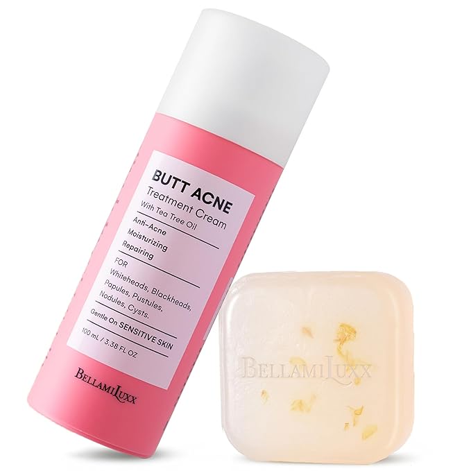 Butt Acne Treatment Set: Acne Soap Bar + Butt Treatment Lotion for Breakouts on Buttocks, Thighs, Back, Chest & Ingrown-Prone & Folliculitis-Prone Skin – Helps Reduce Body Breakouts