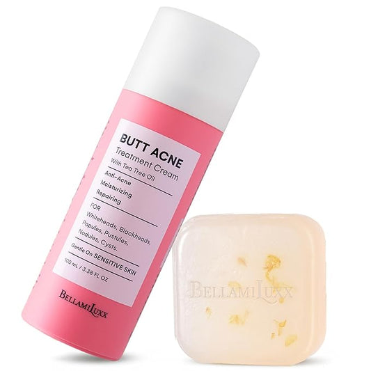 Butt Acne Treatment Set: Acne Soap Bar + Butt Treatment Lotion for Breakouts on Buttocks, Thighs, Back, Chest & Ingrown-Prone & Folliculitis-Prone Skin – Helps Reduce Body Breakouts