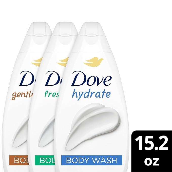 Dove Body Wash Variety 3-Pack – Hydrate, Fresh Care, and Gentle Pamper, 15.22 Oz Ea
