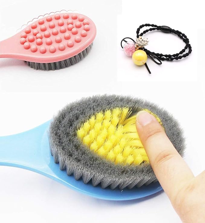 Long Handle Bath Brush for Shower-Soft & Comfortable Dry Skin Body Massage Brush Back Exfoliation Brushes (blue and Pink)