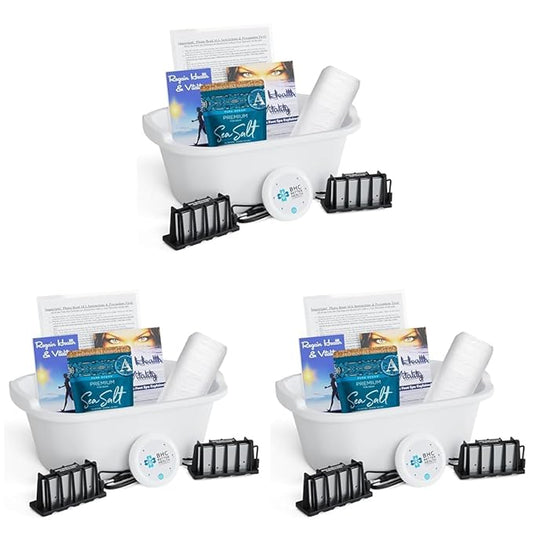 Ionic Foot Bath Detox Machine - Foot Spa Bath for Home Use - Free Regain Health & Vitality Booklet & Brochure (02 Detox Machine Home&Pro with Basin) (Pack of 3)