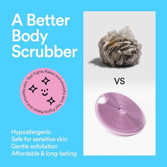 Boie USA Body Scrubber with Handle - Hygienic, Exfoliating Loofah Alternative - Feels Like Silicone Scrubber Gentle on Sensitive Skin, Hypoallergenic, BPA & Latex-Free, Made in The USA (Mint)