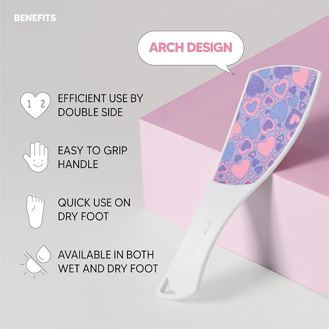 S-Line Emery Foot File, Colossal Double-Sided Pedicure Tool, Effective for Cracked Heel, Ergonomic Design for Easy Grip (Purple Heart)