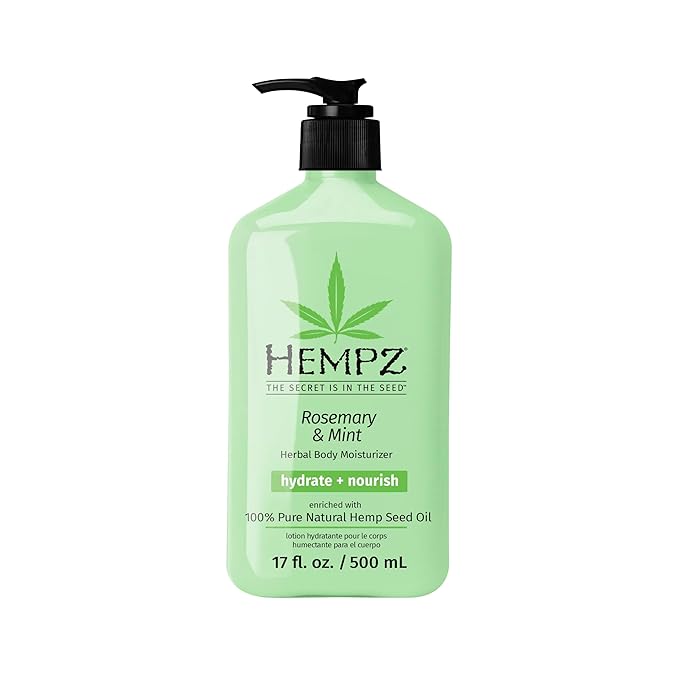 HEMPZ Body Moisturizer, Rosemary & Mint 17 Oz – Hydrating Lotion Rich with Minerals, Vitamin C, & Hempseed Oil to Nourish & Repair Extremely Dry or Sensitive Skin, for Women & Men