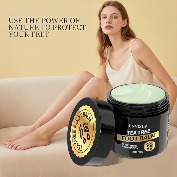 ENVISHA Tea Tree Oil Foot Balm for Cracked Heels - Extra Strength Moisturizing Cream for Dry Feet, Hands, Elbows and Knees - Softens Rough Skin, 2 oz