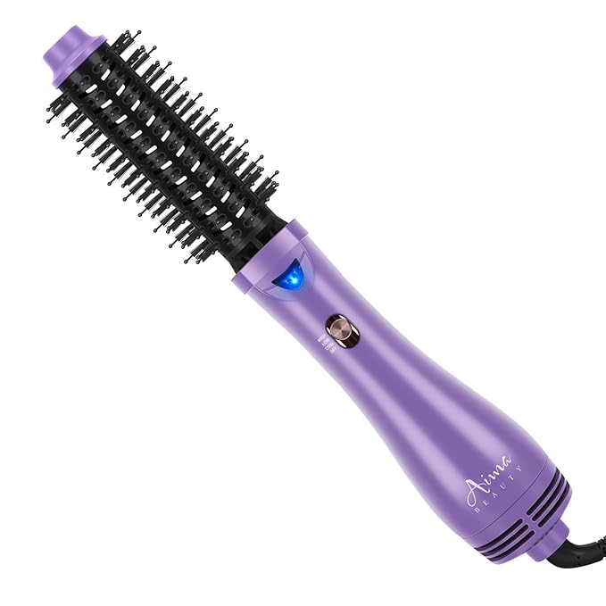 Hot Air Brush, Aima Beauty Salon One-Step Hair Dryer and Volumizer, 4-in-1 Hair Dryer Brush, Hair Styling Tools, Purple-Round