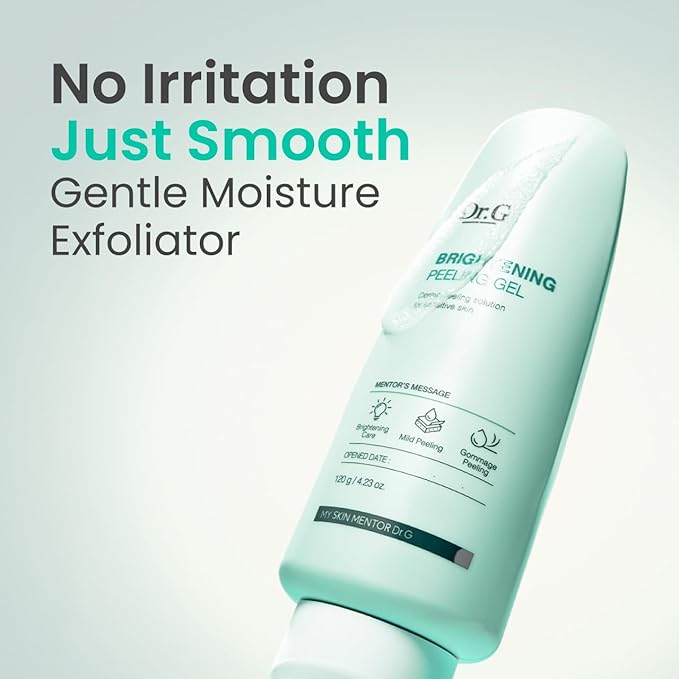 Dr. G Brightening Peeling Gel - Korean Skincare for Glowy Skin - Aqua Gommage Facial Exfoliator - Hyaluronic Acid, Ceramides, Vitamin C - Smooth Skin Texture, Low Irritation - Bulk Items - 4.23 fl oz