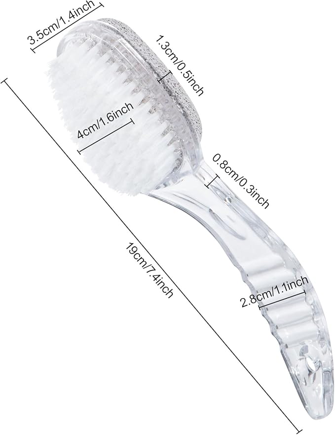 2 Pcs Foot Pumice Stone Brush Calluses Remover, Ooloveminso Large Foot Scrubber Foot File with Handle 2 in 1 Suitable for Horniness Foot Spa, Foot Care Smooth Skin (Transparent)