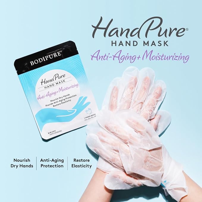 HandPure Hand Repair & Anti-Aging Hand Mask – 20-Minute Moisturizing Gloves for Dry, Cracked Hands, Softens Cuticles, Paraben-Free, With Natural Botanical Ingredients (6 Packs)