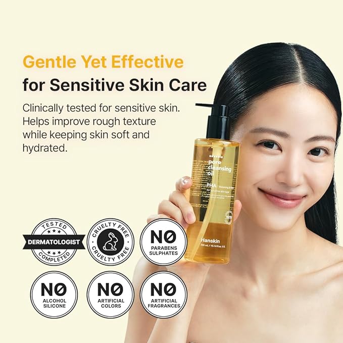 Hanskin Pore Cleansing Oil, Oil Cleanser for Face, Makeup Blackhead Remover, Korean Cleanser for Sensitive Skin (6.76 oz (Pack of 1))