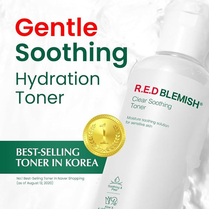 Dr. G R.E.D. Blemish Clear Soothing Toner - Korean Soothing Toner for Glowing Skin - Soothes Irritation Clear Skin - Mild Exfoliant - with AHA, BHA & Centella Asiatica - 10.14 fl oz