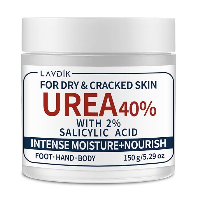 40% Urea Cream with 2% Salicylic Acid, Maximum Strength Moisturizer for Dry, Cracked Skin on Feet, Hands, Heels, Elbows, and Knees, 5.29 OZ