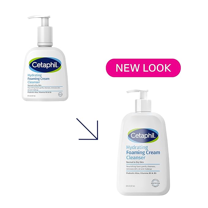 Cetaphil Cream to Foam Face Wash, Hydrating Foaming Cream Cleanser, 8 oz, For Normal to Dry, Sensitive Skin, with Soothing Prebiotic Aloe, Hypoallergenic, Fragrance Free