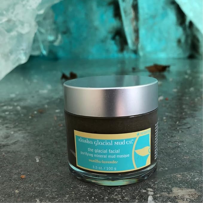 Alaska Glacial Purifying Mineral Mud Mask with Glacial Clay & Botanicals | Gently Detoxifies, Hydrates & Smooths | Anti-Aging Facial for Sensitive Skin – Vanilla & Lavender, 3.5oz