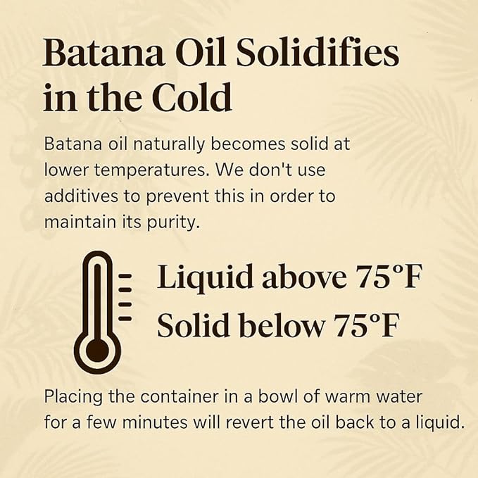 Batana Oil for Hair Growth – 100% Pure & Organic from Honduras – Cold-Pressed Treatment for Scalp & Hair – Strengthens, Thickens & Restores Natural Hair – 60ml