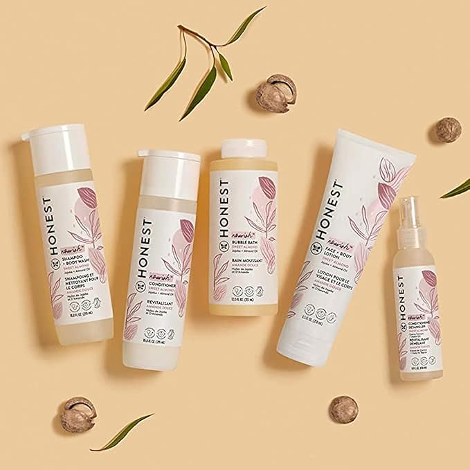 The Honest Company Hydrating Face and Body Lotion Fast Absorbing Naturally Derived Hypoallergenic Sweet Almond Nourish 8.5 fl oz