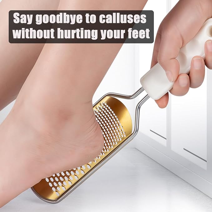 White Foot File Callus Remover, Foot File for Feet – Professional Pedicure Tool for Dead Skin Removal & Cracked Heels – Ultimate Stainless Steel Foot Scrubber for Soft, Healthy Feet