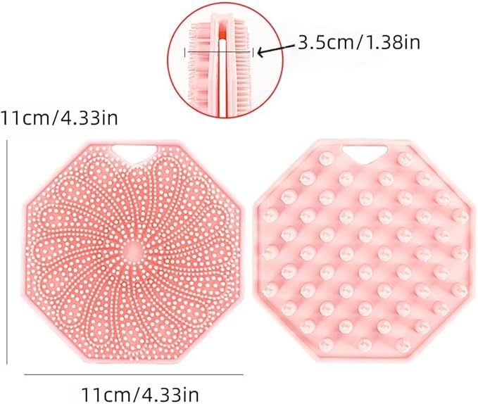 Silicone Body Scrubber Double-Sided Design，Silicone Loofah Double-Sided Body Brush，Women Men Shower Body Brush for Effective Exfoliation (Pink)