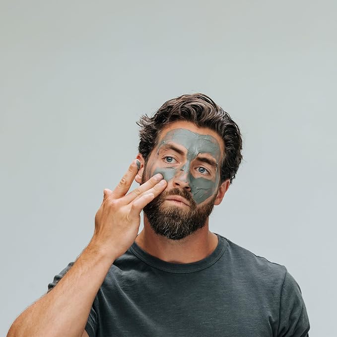Caldera + Lab The Deep | Men's Organic Hydrating Clay Face Mask for Dry, Sensitive, & Normal Skin – Vegan, Natural & Antioxidant Packed Exfoliating Skincare Facial Treatment
