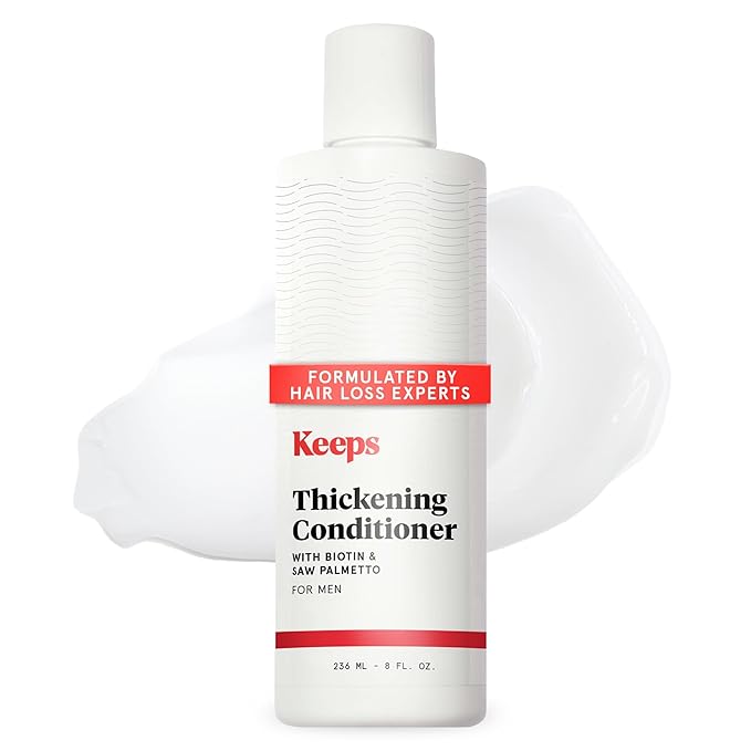 Keeps Men’s Hair Loss Conditioner with Biotin - Anti-Thinning & Hair Growth Shampoo for Men - DHT Blocker with Saw Palmetto & Caffeine for Fuller, Thicker Looking Hair - Color-Safe Products