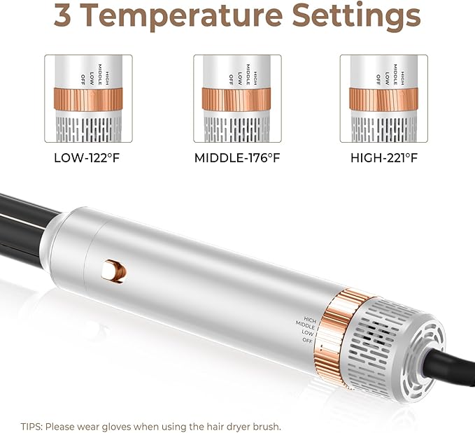 6 in 1 Hair Dryer Brush, Blow Dryer Brushies Ionic Hair Dryer, Oval Hot Air Brush, Hair Curler Straightener Magic Styler Autowrap Air Styler