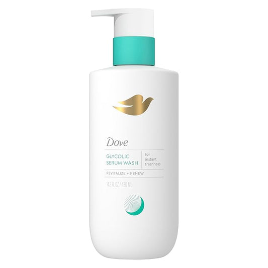 Dove Glycolic Serum Body Wash for Women - pH Optimized Feminine Wash For Skin Renewal & Odor Control, 14.2 oz