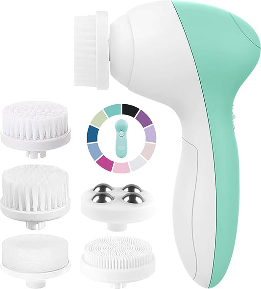 Facial Cleansing Brush | Face Scrubber Exfoliator Skin Care Beauty Products Powered Electric Wash Exfoliating Skincare Women Spin Cleanser Tools Cleaning Scrub Washer Self Care (Opal)