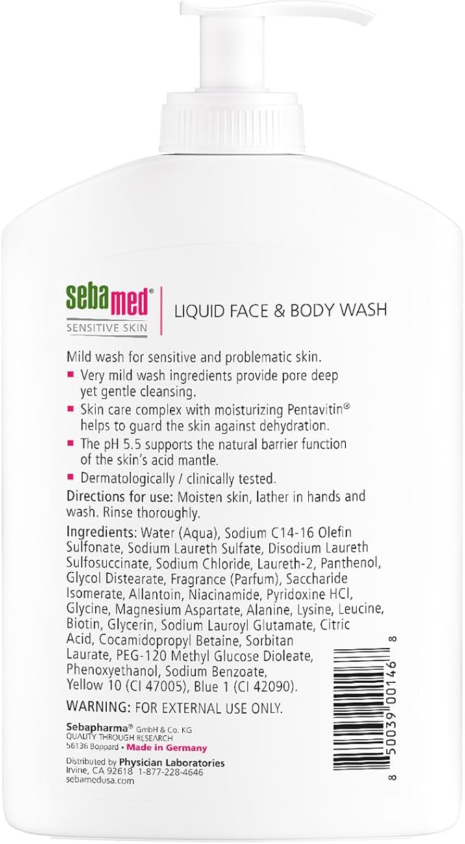 SEBAMED Liquid Face & Body Wash with Pump, 400ml, 2 Pack