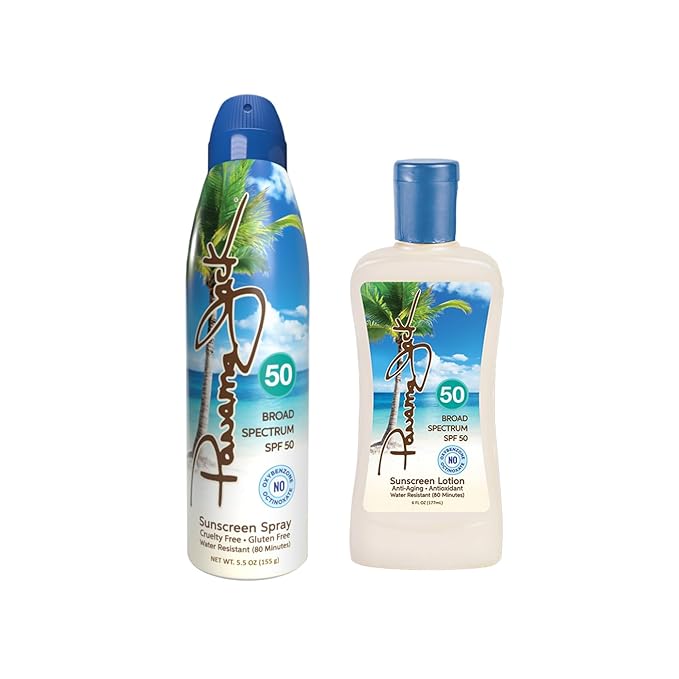 Panama Jack 50-50 Duo - Travel Sunscreen Lotion & Spray SPF 50 Suntan Sun Care Pack