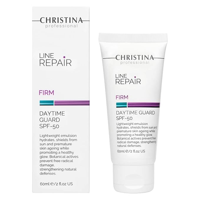Christina Line Repair Firm Daytime Guard SPF 50 - Lightweight Emulsion Facial Sunscreen with Botanical Actives - Face Sunscreen with UV Sun Filters, Hyaluronic & Resveratrol