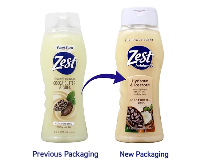 Zest Body Wash, Creamy Cocoa Butter & Shea, 18 Fl Oz