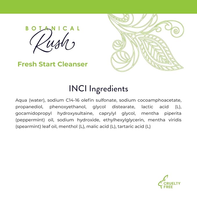 Fresh Start Facial Cleanser – Vegan, Non-Toxic Sulfate-Free Face Wash & Makeup Remover for All Skin Types, Soft Mint, 3.4 fl oz Travel Size