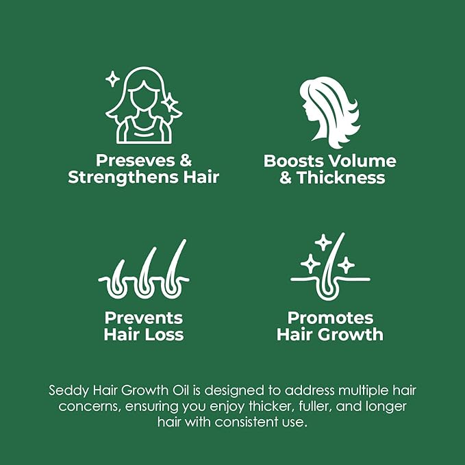 Seddy Rosemary Mint Hair Growth Oil – Caffeine, Rosemary, Castor, Biotin, Peppermint, Argan & Jojoba | Hair Growth Oil & Scalp Treatment for Thicker, Fuller, Healthier Hair -3.4 Fl. Oz