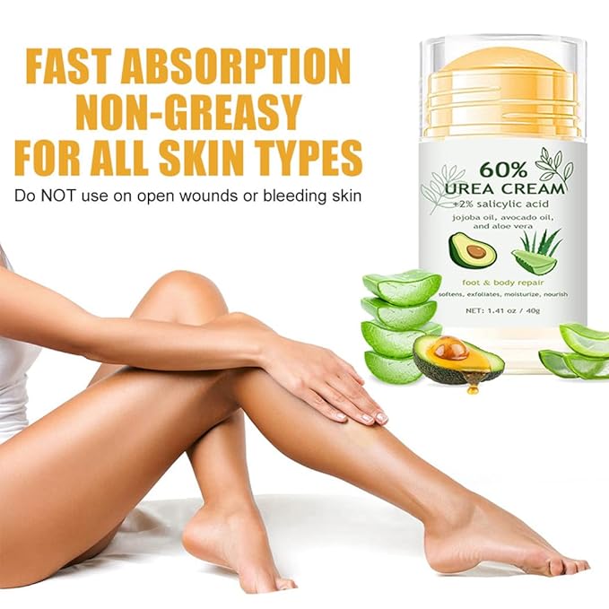 60% Urea Cream Stick plus 2% Salicylic Acid for Feet Maximum Strength - Foot & Hand Repair Balm for Extremely Dry Skin, Moisturizes Cracked Heels, Knee, Elbow and Hand, Callus Remover & Skin Soften