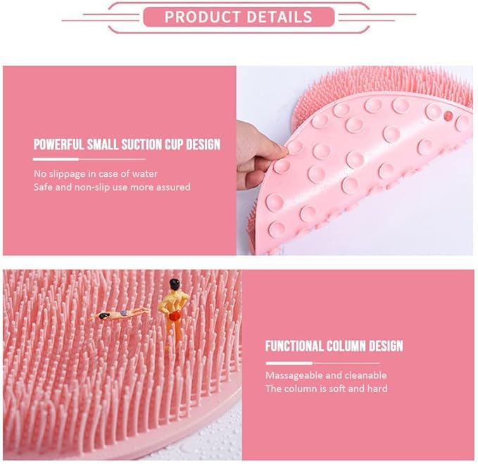 Silicone Shower Foot Scrubber Mat, Upgraded Wall Mounted Slip Suction Cups Foot Scrubber Cleaner, Upgrade Foot Back Cleaning Pad Back Washer Back Exfoliating Bath Wash Pad (Blue)