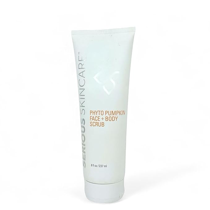 Serious Skincare Phyto Pumpkin Exfoliating Face + Body Scrub, Gently Exfoliates & Hydrates, Moisturizing Almond Oil, Coconut Oil for Soft, Radiant Skin, Smooth Away Rough Dry Skin Bumps 8 Fl. Oz.
