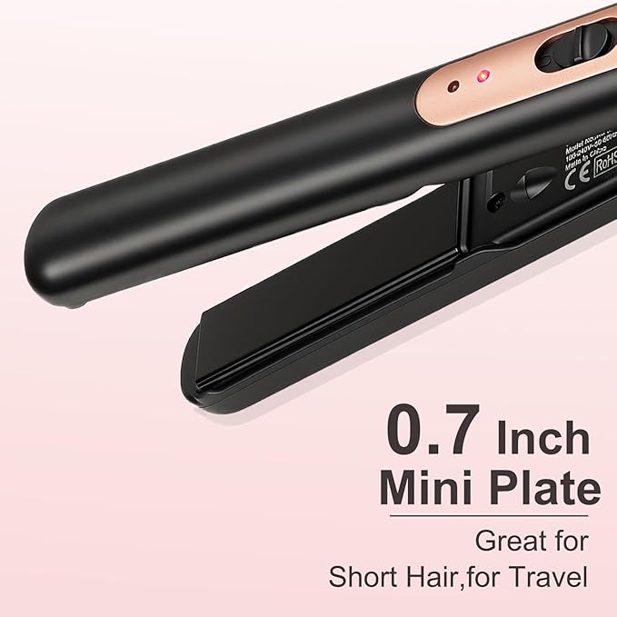 JAETON Small Flat Iron 0.7 Inch Mini Hair Straightener and Curler 2 in 1, 30S Heat-up, Dual Voltage Travel Curling Iron, for Short Hair, Bangs, Pixie Cut, Beard
