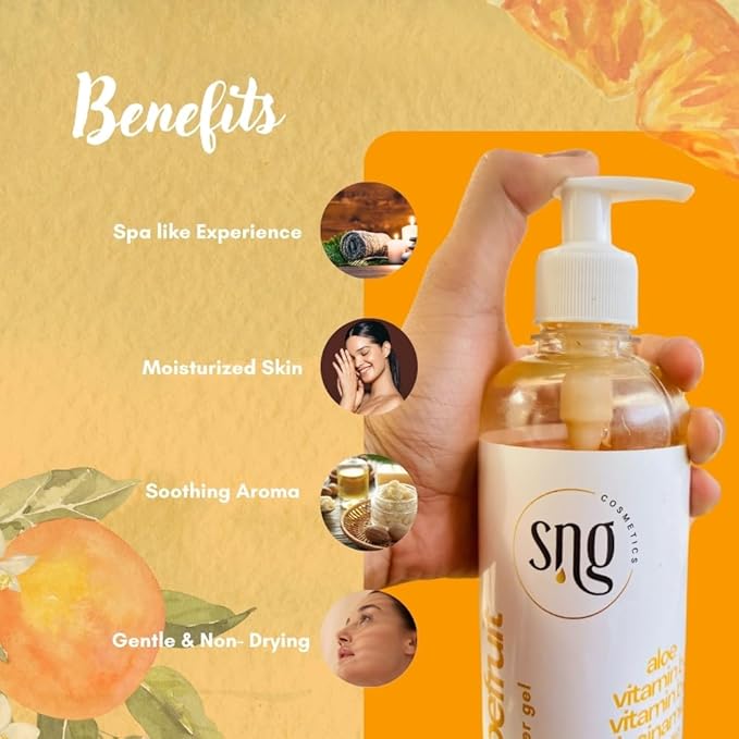 Orange & Grapefruit Body Wash for Women & Men 16.9 fl oz – Hydrating Shower Gel with Aloe Vera, Vitamin E, Niacinamide & Panthenol – Moisturizing, Paraben-Free, Cruelty-Free