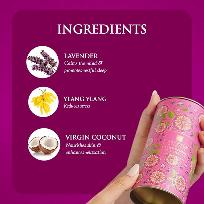 SPA CEYLON Sleep Intense Wellness Trio Set, Ayurvedic Pampering Set with Natural Ingredients, Shower Gel, Body Mist, Balm, Christmas gifts (150 g, Lavender, Ylang Ylang)