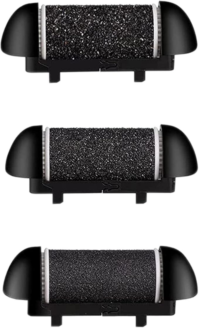 Extra Coarse 3 Refill Rollers for Electric Feet Callus Remover V-601, Replacement Heads Foot Care Pedicure Tools Pack-1 Coarse, 1 Regular and 1 Gentle Rollers (Black)