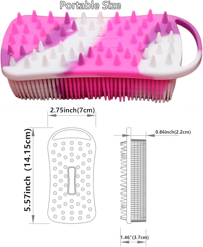 2Pack Dual Sided Silicone Body Scrubber for Exfoliating, Shower&Scalp Massage, 2 in 1 Bath&Shampoo Brush,Soft Body Exfoliator Silicone Loofah Shower Scrubber Brush for All Kinds of Skin