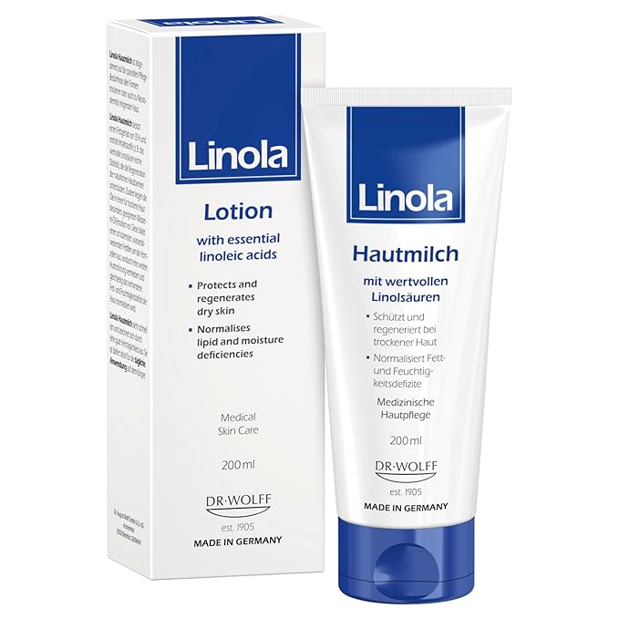 Lotion - Body Lotion with Essential Linoleic Acids - for the Daily Care of Dry & Stressed Skin - Protects & Regenerates Dry Skin - Made in Germany - Vegan - 200 ml (6.8 Fl Oz)
