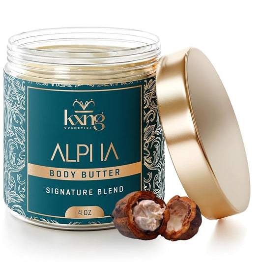 KXNG Cosmetics Whipped Organic Shea Body Butter – 4oz | Cruelty-Free Body Butter for Men & Women with Shea, Cocoa & Coconut Oil | Lightweight Hydrating Cream for Hands, Feet & All Skin Types – Alpha