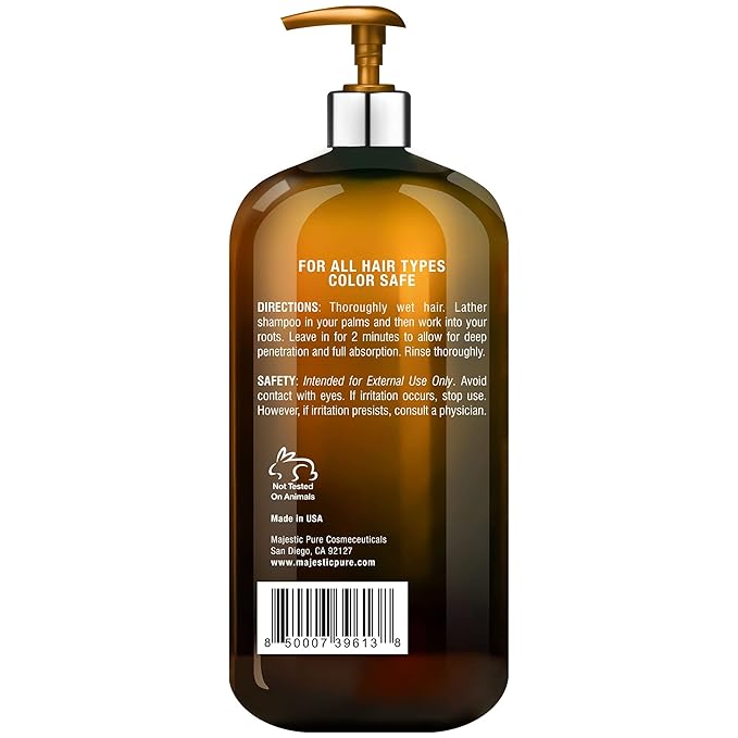 Majestic Pure Apple Cider Vinegar Shampoo - Restores Shine & Reduces Itchy Scalp, Dandruff & Frizz - Sulfate Free, for All Hair Types, Men and Women - 16 fl oz