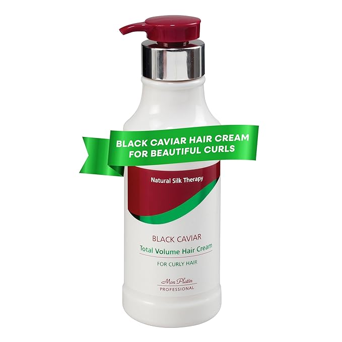 Total Volume Hair Cream for Curly Hair, Hydrating Formula with Black Caviar and Peach Extract, Sunflower & Cotton Oils, Anti-Frizz, Curl Enhancer for Volume Control, 400 ml